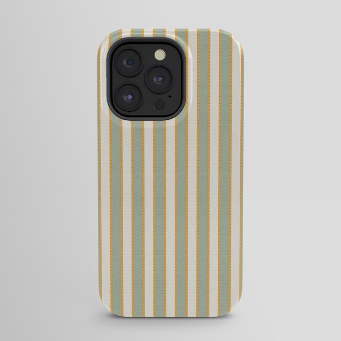 Vintage Cabana Stripe Sage Mint Green And Gold Retro Boho Coastal Beach Vibe iPhone Case Gallery Image 23