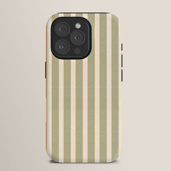 Vintage Cabana Stripe Sage Mint Green And Gold Retro Boho Coastal Beach Vibe iPhone Case Gallery Image 15