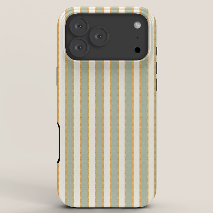 Vintage Cabana Stripe Sage Mint Green And Gold Retro Boho Coastal Beach Vibe iPhone Case Gallery Image 8