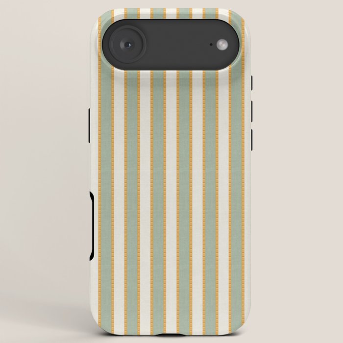 Vintage Cabana Stripe Sage Mint Green And Gold Retro Boho Coastal Beach Vibe iPhone Case Gallery Image 6