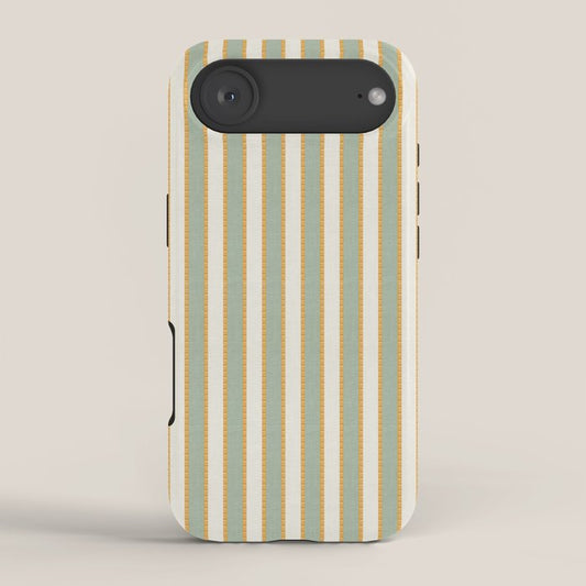 Vintage Cabana Stripe Sage Mint Green And Gold Retro Boho Coastal Beach Vibe iPhone Case Gallery Image 2