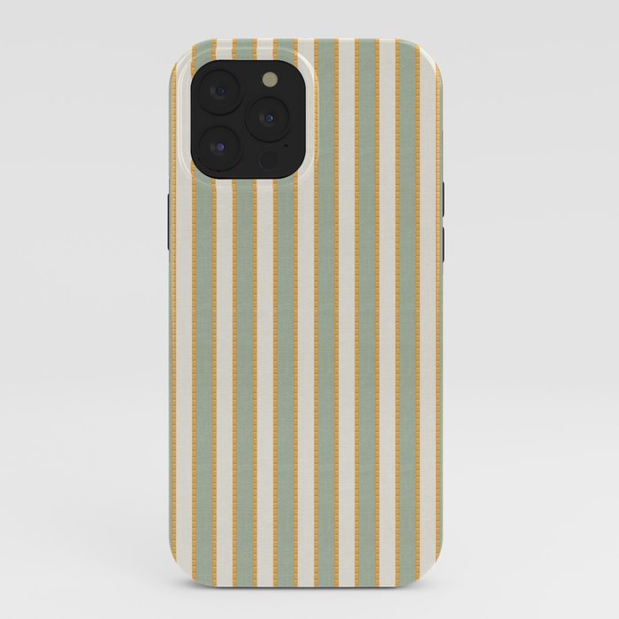 Vintage Cabana Stripe Sage Mint Green And Gold Retro Boho Coastal Beach Vibe iPhone Case Gallery Image 40