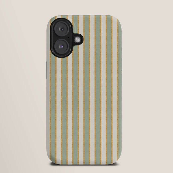Vintage Cabana Stripe Sage Mint Green And Gold Retro Boho Coastal Beach Vibe iPhone Case Gallery Image 9