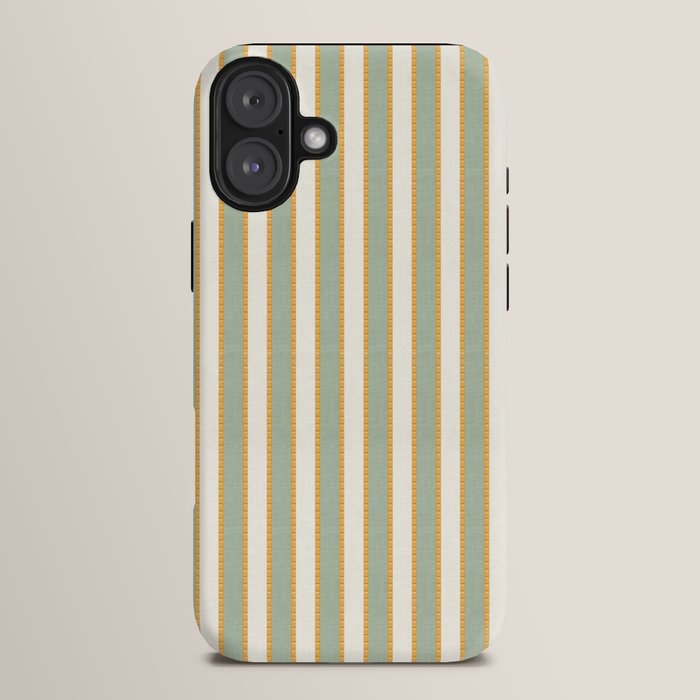 Vintage Cabana Stripe Sage Mint Green And Gold Retro Boho Coastal Beach Vibe iPhone Case Gallery Image 14