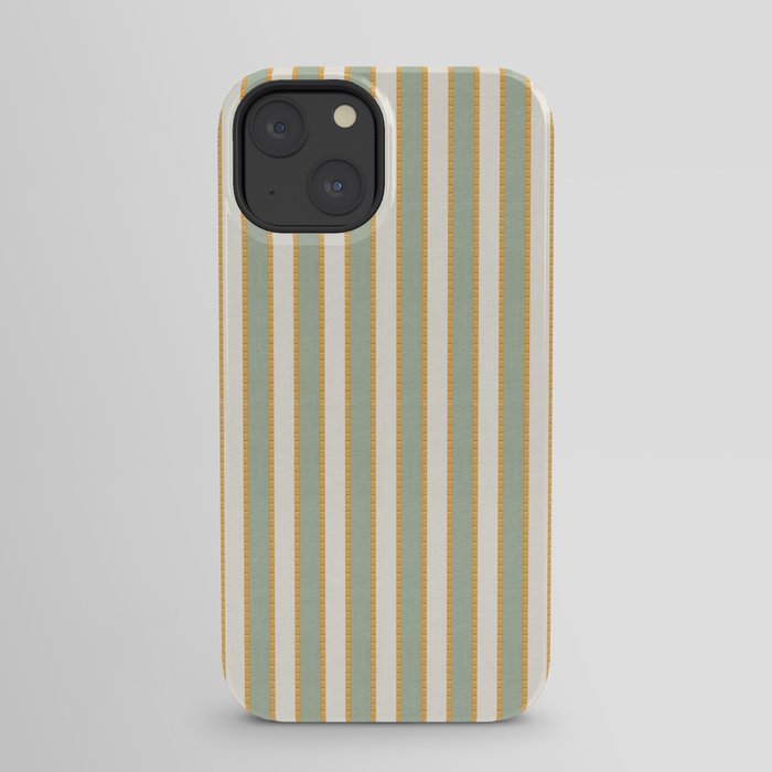 Vintage Cabana Stripe Sage Mint Green And Gold Retro Boho Coastal Beach Vibe iPhone Case Gallery Image 21