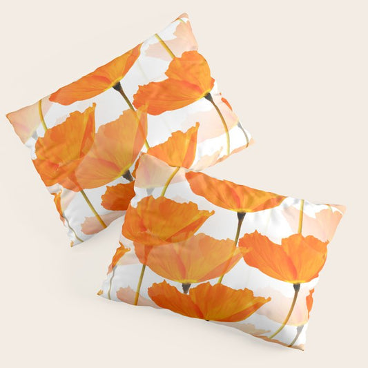 Orange Poppies On A White Background #decor #society6 #buyart Pillow Sham Gallery Image 1