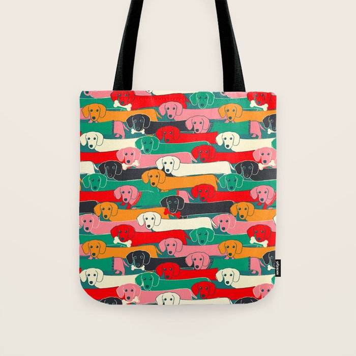 dachshund pattern- happy dogs Tote Bag Gallery Image 1
