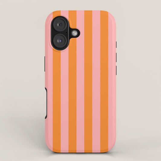 Bold Vertical Stripes Pattern (pink/orange) iPhone Case Gallery Image 1