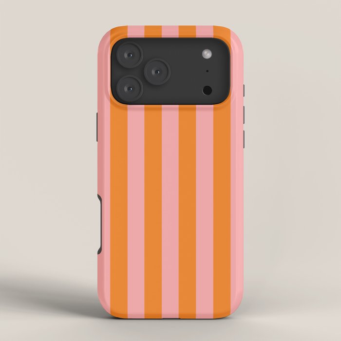 Bold Vertical Stripes Pattern (pink/orange) iPhone Case Gallery Image 4