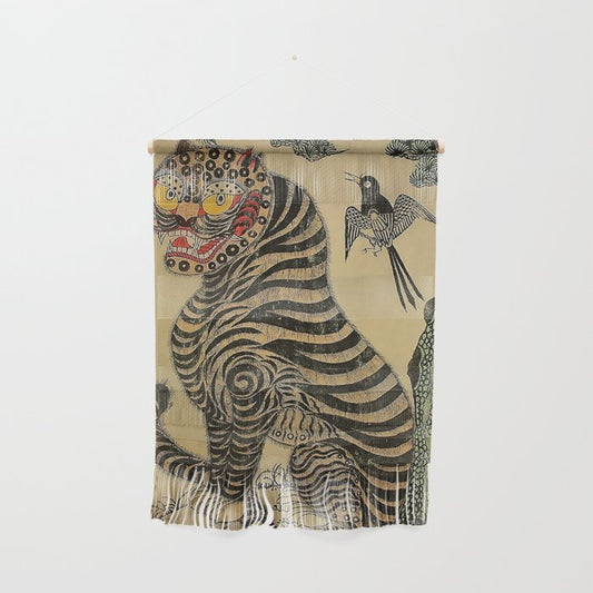 Striped Vintage Minhwa Tiger and Magpie Wall Hanging Gallery Image 2