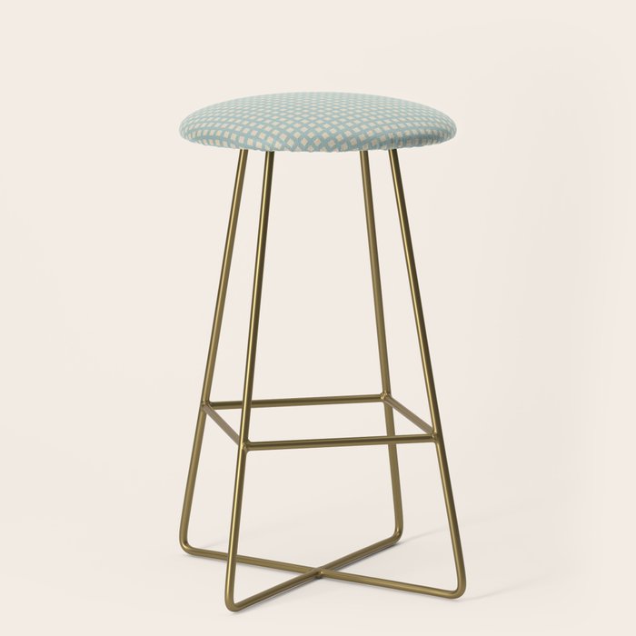 Blue geometric gingham grid art pattern Stool Gallery Image 2