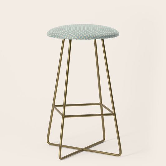 Blue geometric gingham grid art pattern Stool Gallery Image 2