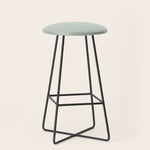 Blue geometric gingham grid art pattern Stool Gallery Image 1