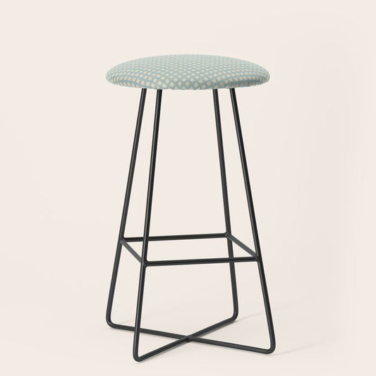 Blue geometric gingham grid art pattern Stool Gallery Image 1