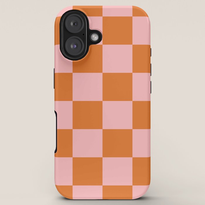 Checkerboard Check Pattern in Pink and Orange iPhone Case Gallery Image 5