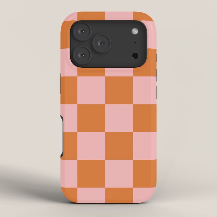 Checkerboard Check Pattern in Pink and Orange iPhone Case Gallery Image 3