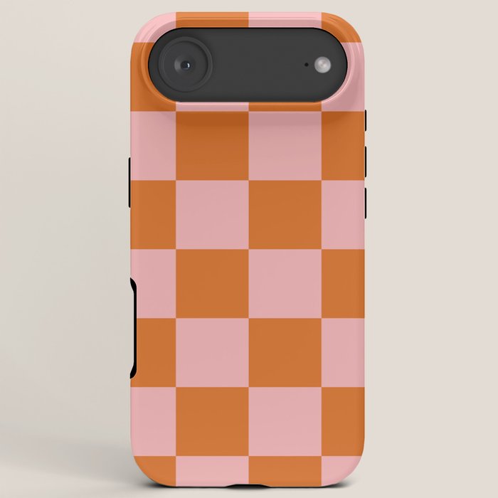 Checkerboard Check Pattern in Pink and Orange iPhone Case Gallery Image 6