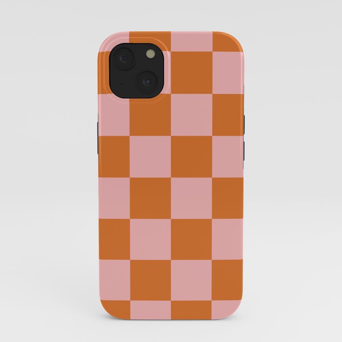 Checkerboard Check Pattern in Pink and Orange iPhone Case Gallery Image 37