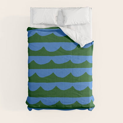 Thin Scalloped Line in blue and green Comforter Gallery Image 8