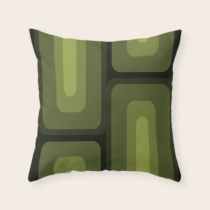 Mid Century Modern Long Rectangles Dark Olive Green Throw Pillow Gallery Image 4