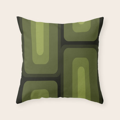 Mid Century Modern Long Rectangles Dark Olive Green Throw Pillow Gallery Image 4