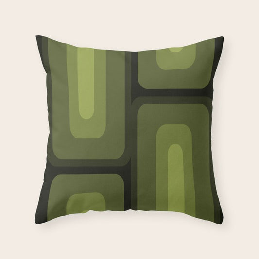 Mid Century Modern Long Rectangles Dark Olive Green Throw Pillow Gallery Image 2