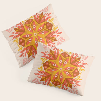 Trippy Mandala - Retro Ochre Pillow Sham Gallery Image 3