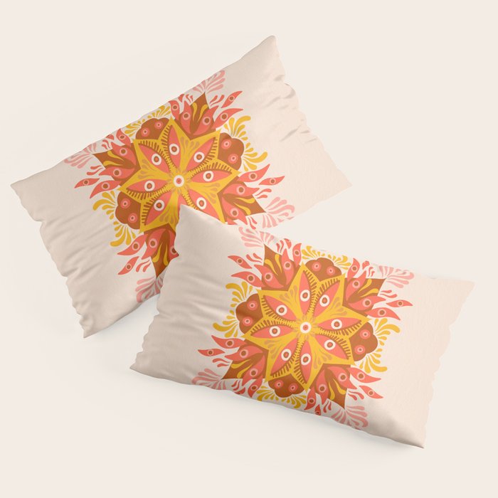Trippy Mandala - Retro Ochre Pillow Sham Gallery Image 2