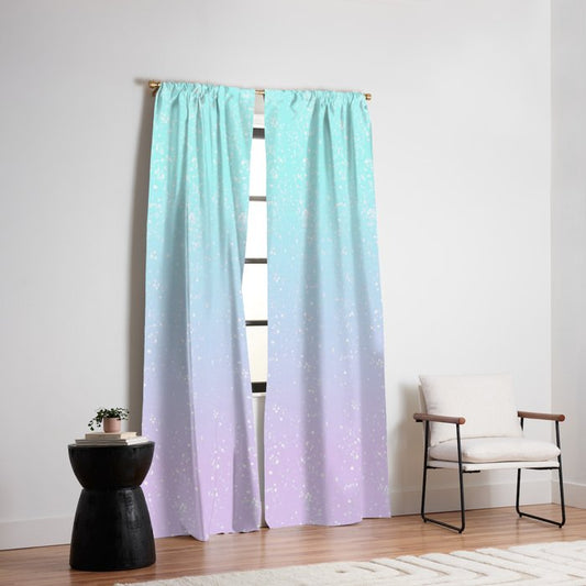 turquoise and lavender pastel bokeh effect ombre gradient Window Curtain Gallery Image 2