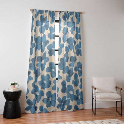 Deep Blue Flowers Window Curtain Gallery Image 10