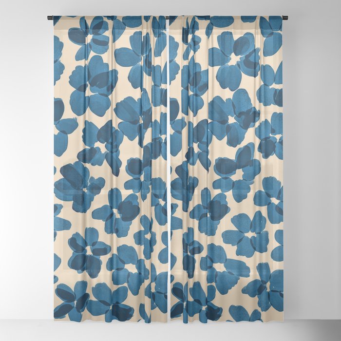 Deep Blue Flowers Window Curtain Gallery Image 18