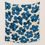 Deep Blue Flowers Wall Tapestry Gallery Image 1