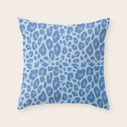 ultra bold leopard blue pastel Throw Pillow Gallery Image 1