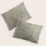 Antique French Rose Blue Aubusson Pillow Sham Gallery Image 1