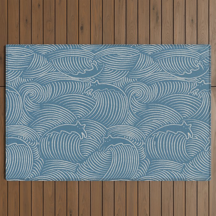 Cat Waves Pattern 2 Outdoor Rug Gallery Image 2