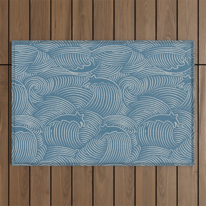 Cat Waves Pattern 2 Outdoor Rug Gallery Image 1
