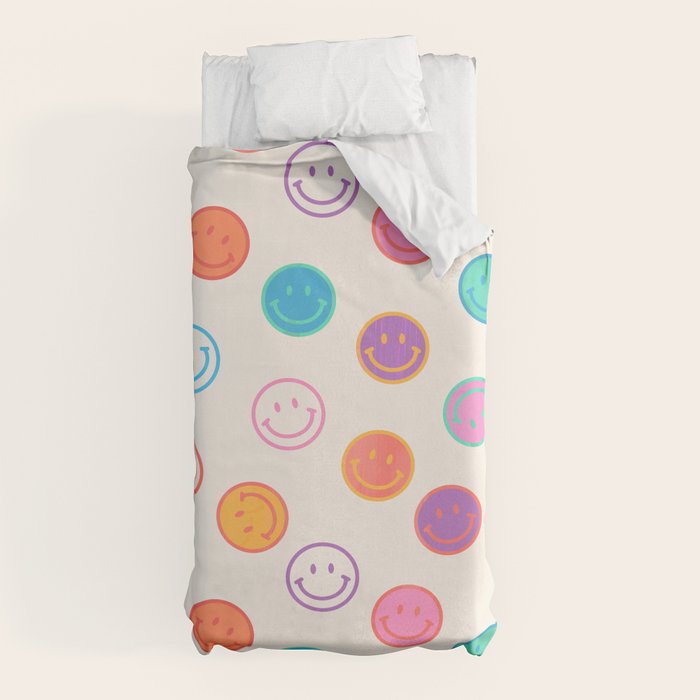 Retro Rainbow Smiling Faces Pattern Duvet Cover Gallery Image 5