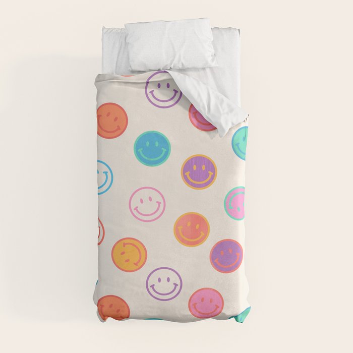 Retro Rainbow Smiling Faces Pattern Duvet Cover Gallery Image 9