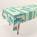 Retro Mid Century Modern Abstract Pattern 576 Turquoise Blue Tablecloth Gallery Image 1