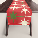 Atomic Age Christmas Starbursts - Midcentury Modern Xmas Holiday Pattern Cream Green Red Table Runner Gallery Image 1