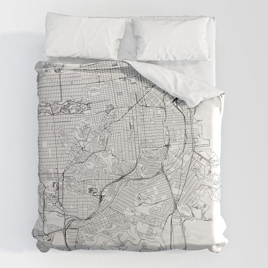 San Francisco White Map Duvet Cover Gallery Image 2
