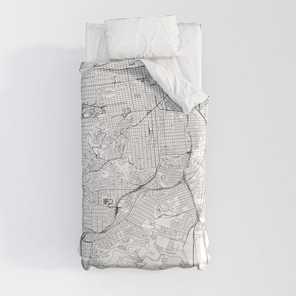 San Francisco White Map Duvet Cover Gallery Image 4