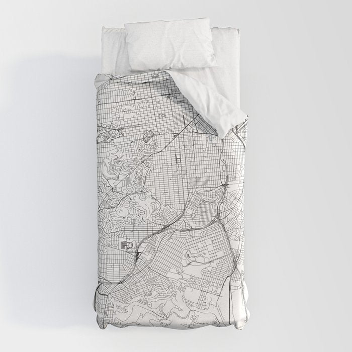 San Francisco White Map Duvet Cover Gallery Image 5