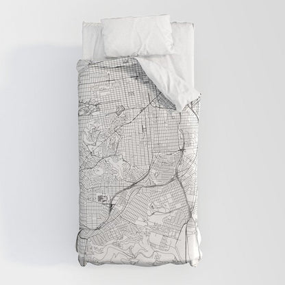 San Francisco White Map Duvet Cover Gallery Image 5