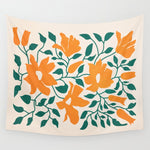 Tangerine & Pine: Matisse Flowers & Leaves Wall Tapestry Gallery Image 1