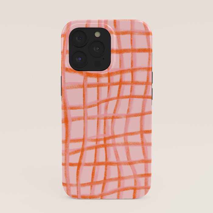 Modern abstract red and pink grids iPhone Case Gallery Image 39