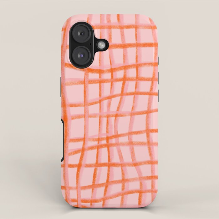 Modern abstract red and pink grids iPhone Case Gallery Image 1