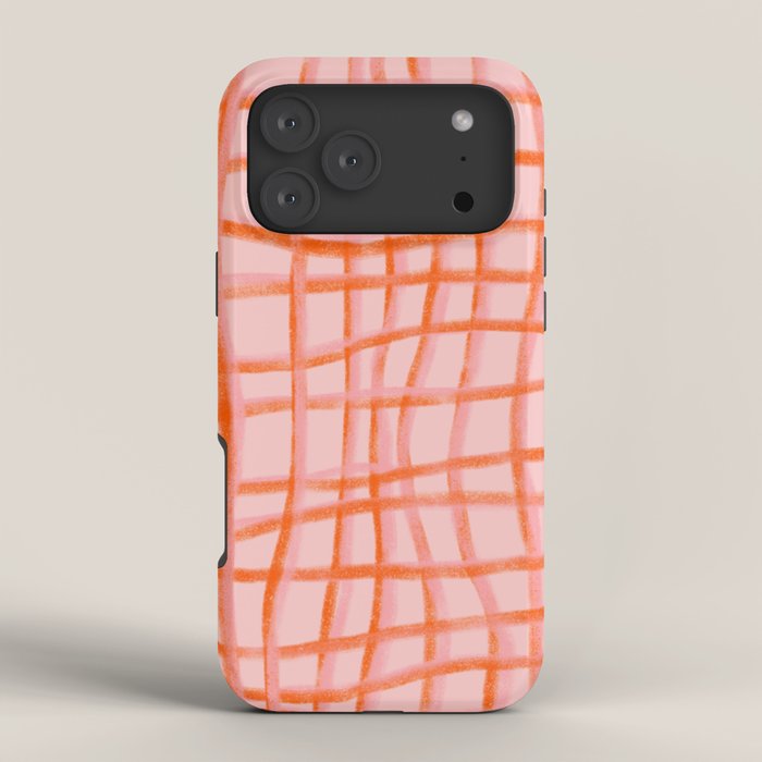 Modern abstract red and pink grids iPhone Case Gallery Image 4