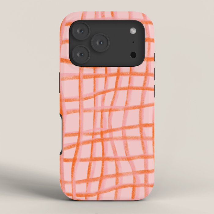 Modern abstract red and pink grids iPhone Case Gallery Image 3