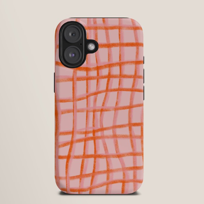 Modern abstract red and pink grids iPhone Case Gallery Image 9